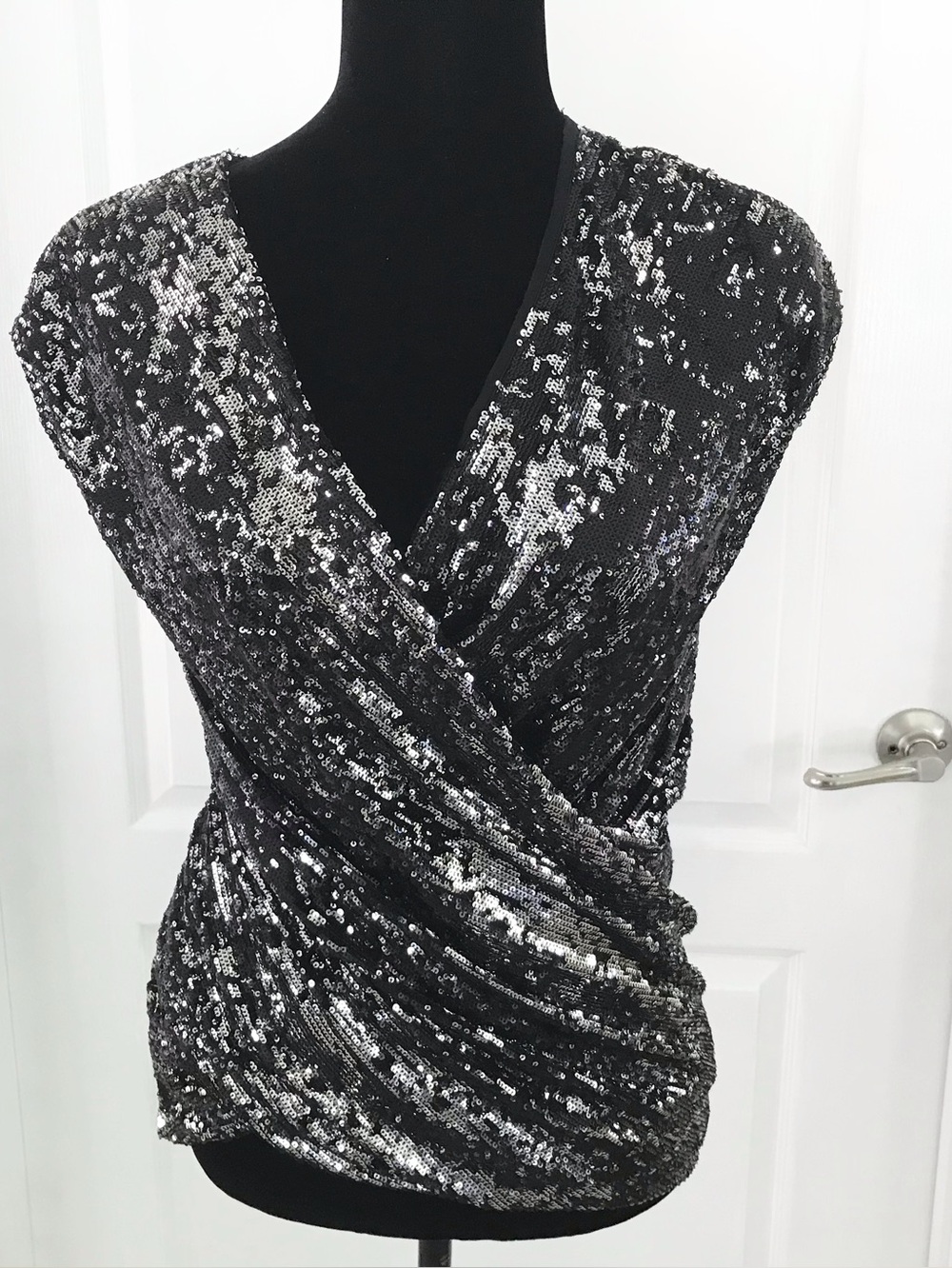 Donna Karan Vintage Luxury Wrapped Sequin Top, Sz4, NWT